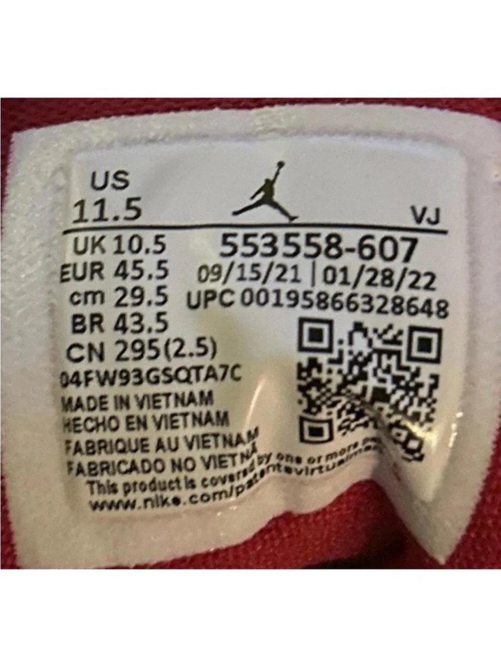 Jordan Low Top Sneakers in White and Red - Picture 3 of 10